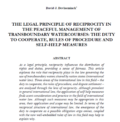 the legal principle of reciprocity in the peaceful management of